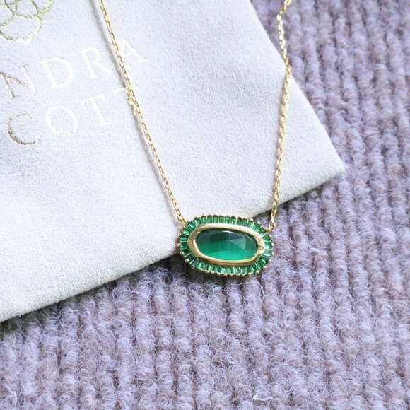 Kendra Scott Baguette Elisa Green Mix Pendant Necklace in Gold - Picture 2 of 2